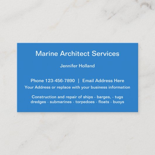 Marinearchitekten-Dienstleistungen Visitenkarte (Vorderseite)