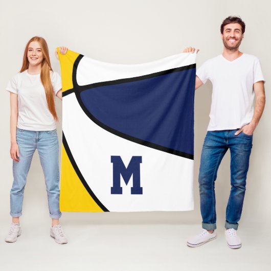 Marinebad-Basketballmannschaft mit blauen Goldbänd Fleecedecke (Beispiel)