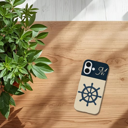 Marinebad & Monogram Beige Coastal Zuhause Case-Mate iPhone Hülle