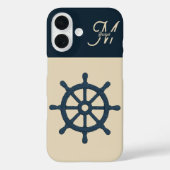 Marinebad & Monogram Beige Coastal Zuhause Case-Mate iPhone Hülle (Rückseite)
