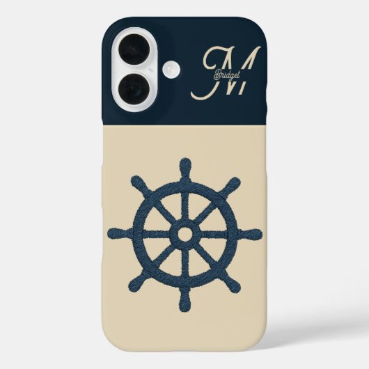 Marinebad & Monogram Beige Coastal Zuhause Case-Mate iPhone Hülle (Rückseite)
