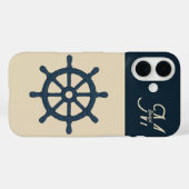 Marinebad & Monogram Beige Coastal Zuhause Case-Mate iPhone Hülle (Rückseite (Horizontal))