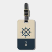 Marinebad & Monogram Beige Coastal Zuhause Gepäckanhänger (Vorderseite vertikal)