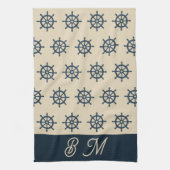 Marinebad & Monogram Beige Coastal Zuhause Geschirrtuch (Vertikal)