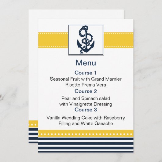 Marinebänder, Anker, nautische Menükarten (Vorne/Hinten)