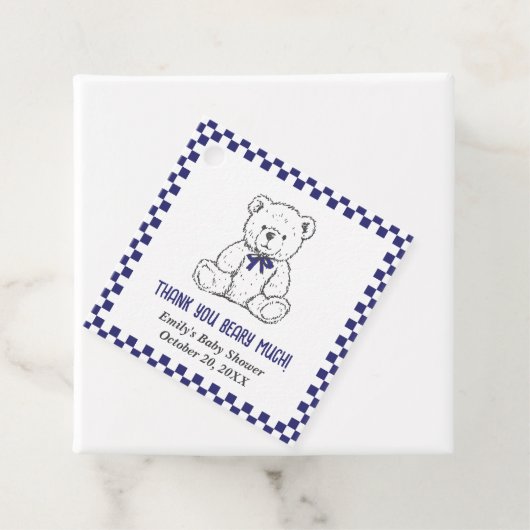 Marinebär mit blauem Schachbrettmuster - unser kle Geschenkanhänger (Beispiel)