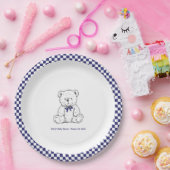 Marinebär mit blauem Schachbrettmuster - unser kle Pappteller (Party)