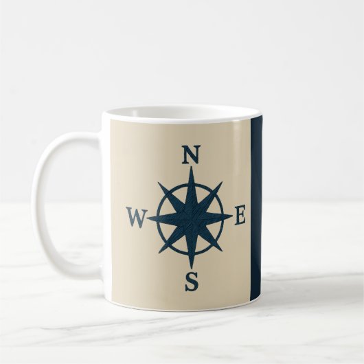 Marinebass auf Beige & Familienname Jahr Kaffeetasse (Links)