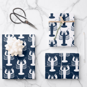 Marineblaster-Muster Navy Blau und Weiß Geschenkpapier Set