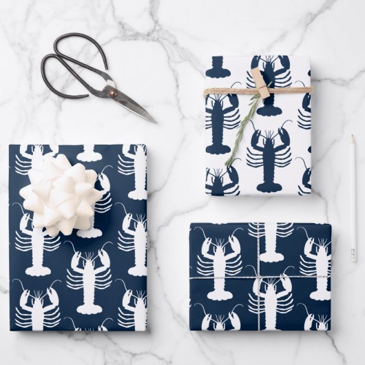 Marineblaster-Muster Navy Blau und Weiß Geschenkpapier Set (Vorderseite)