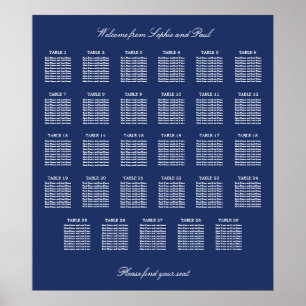 Marineblau 29 Tisch Hochzeit Sitzordnung Poster