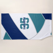 Marineblau aquamarin oder Ihre eigenen Farben Voll Strandtuch (Vorderseite)