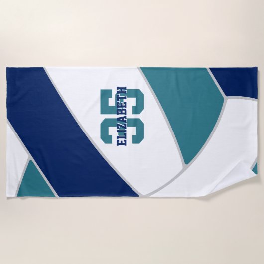 Marineblau aquamarin oder Ihre eigenen Farben Voll Strandtuch (Vorderseite)