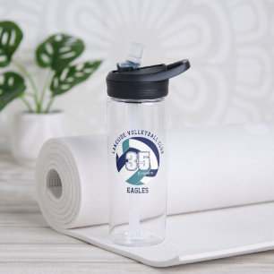 Marineblau-aquamarine Schulmannschaft spielt Volle Trinkflasche