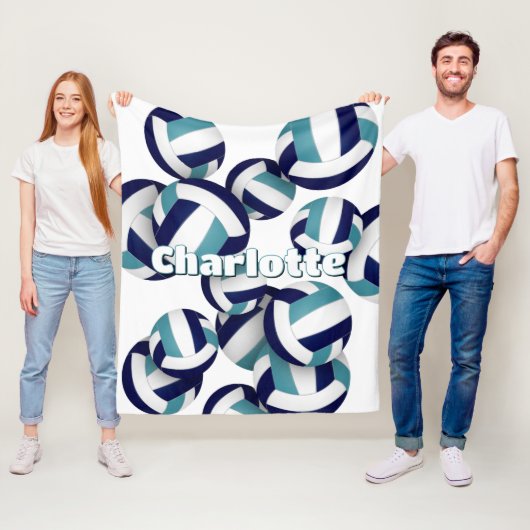 Marineblau aquamarine Volleyballmannschaft Farben  Fleecedecke (Beispiel)