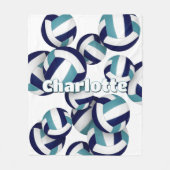 Marineblau aquamarine Volleyballmannschaft Farben  Fleecedecke (Vorderseite)