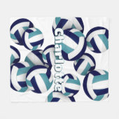 Marineblau aquamarine Volleyballmannschaft Farben  Fleecedecke (Vorderseite (Horizontal))