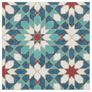 Marineblau Aquamariner weißer Marmor marokkanisch Stoff