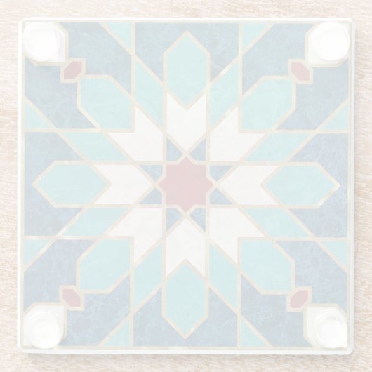 Marineblau Aquamariner weißer Marmor marokkanische Glasuntersetzer (Rückseite)