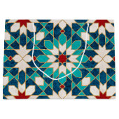 Marineblau Aquamariner weißer Marmor marokkanische Große Geschenktüte (Vorderseite)