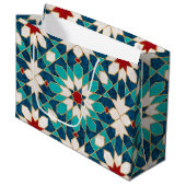 Marineblau Aquamariner weißer Marmor marokkanische Große Geschenktüte (Vorderseite Schrägansicht)