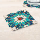 Marineblau Aquamariner weißer Marmor marokkanische Untersetzer (angewinkelt)