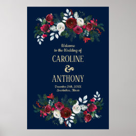 Marineblau | Begrüßungszeichen von Burgundy Bloom Poster