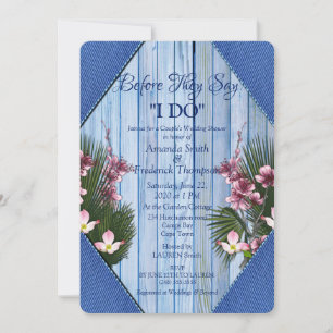Marineblau - Blaue und rosa Blumen Hochzeitsdusche Einladung