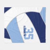 Marineblau-Blauhellblau-riesige Volleyball Fleecedecke (Vorderseite (Horizontal))