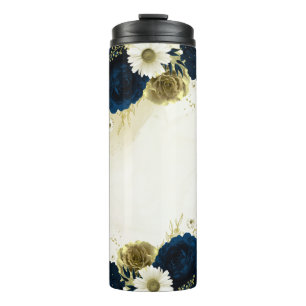 Marineblau-Blume Thermosbecher