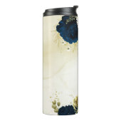 Marineblau-Blume Thermosbecher (Nach links gedreht)
