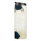 Marineblau-Blume Thermosbecher (Nach rechts gedreht)