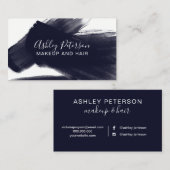 Marineblau Brushstrokehaar-Make-uptypographie Visitenkarte (Vorne/Hinten)