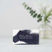 Marineblau Brushstrokehaar-Make-uptypographie Visitenkarte (Stehend Vorderseite)