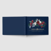 Marineblau | Burgundy Red Bloom Wedding Guest Book Gästebuch (Voll)