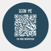 Marineblau | Business QR Code Scannable Runder Aufkleber (Vorderseite)