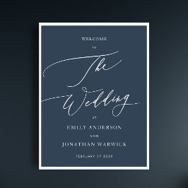 Marineblau | Calligraphy Simple Wedding Welcome Poster