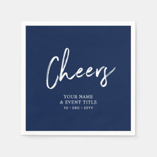 Marineblau   Cheers Brush Script Party Celebration Serviette