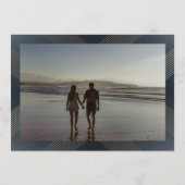 Marineblau-Deko-Monogramm-Foto Save The Date (Rückseite)