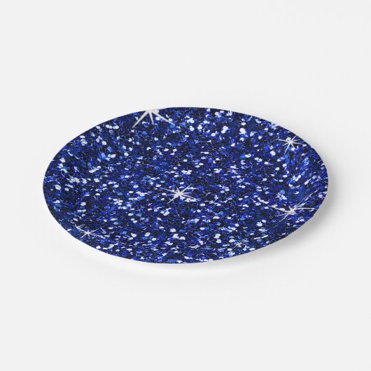 Marineblau des GLITZER | Pappteller (Schrägansicht)