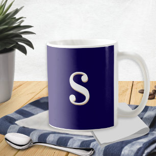 Marineblau Einfaches Elegantes Monogramm Anfangsbu Kaffeetasse