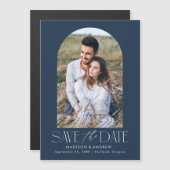 Marineblau | Einfaches modernes Foto Save the Date Magneteinladung (Vorne/Hinten)