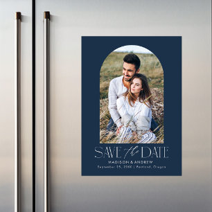 Marineblau   Einfaches modernes Foto Save the Date Magneteinladung
