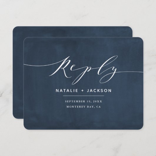Marineblau + elegante weiße Hochzeitsantwort (Vorne/Hinten)