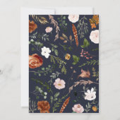 Marineblau floral rustikal elegant modern einladung (Rückseite)