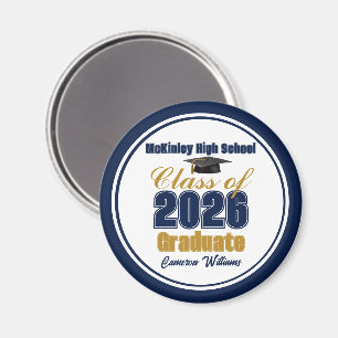 Marineblau Gold Absolventenfeier 2026 Magnet