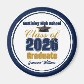 Marineblau Gold Absolventenfeier 2026 Magnet (Vorne)