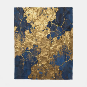 Marineblau-Gold-Abstrakte Kunst Fleecedecke