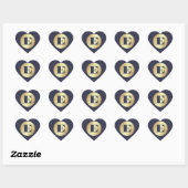 Marineblau | Gold Custom Monogram Wedding Herz-Aufkleber (Blatt)