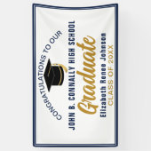 Marineblau Gold Gratulations Absolventenparty Banner (Vertikal)